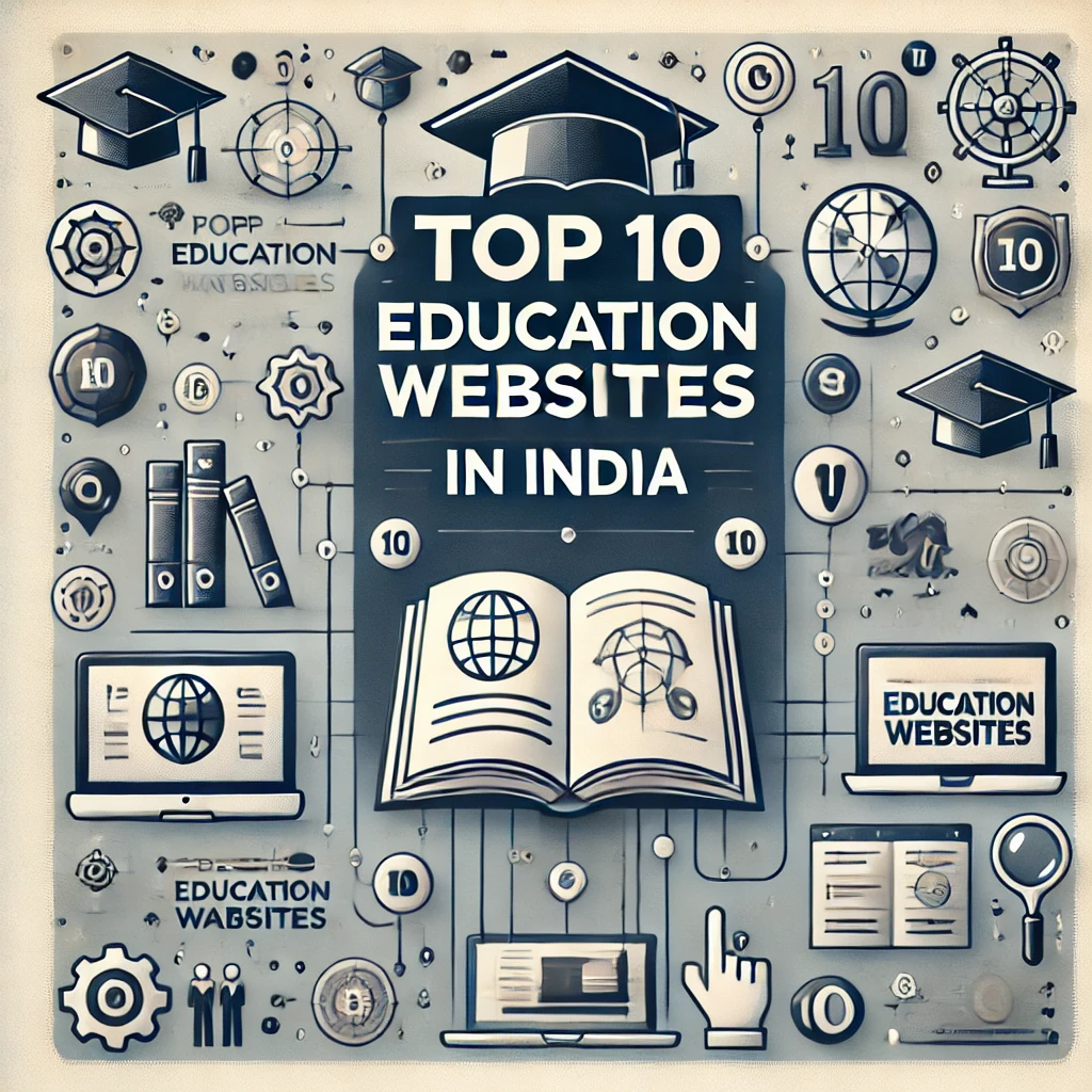 Imagine An image That mentions "Top 10 Education Websites in India."